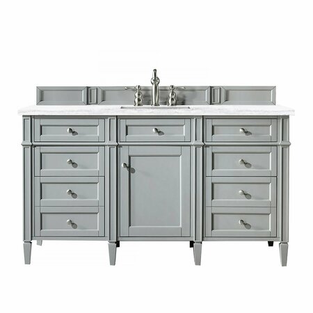 JAMES MARTIN VANITIES Brittany 60in Single Vanity, Urban Gray w/ 3 CM Arctic Fall Solid Surface Top 650-V60S-UGR-3AF